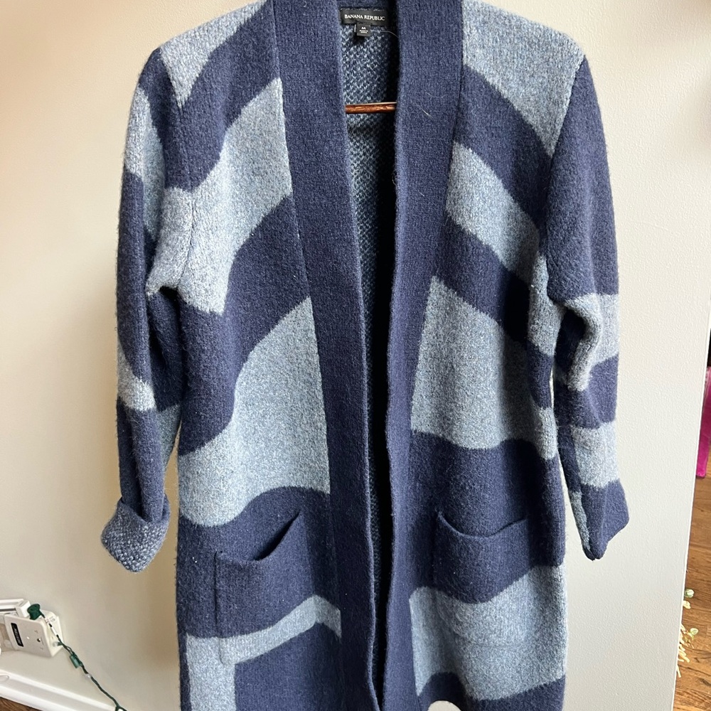 Banana Republic Navy and Light Blue Women's Cardigan